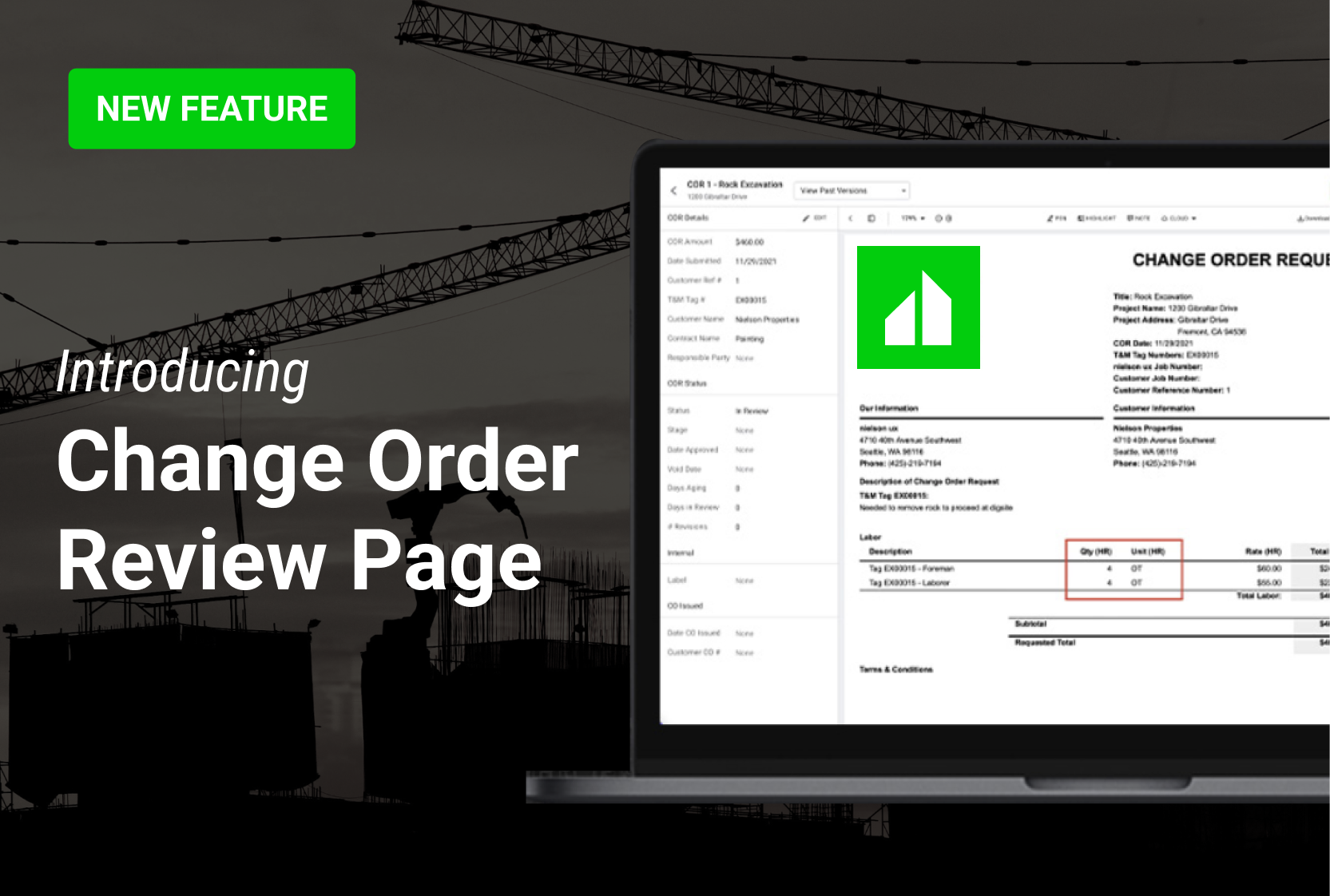 Change Order Review Page